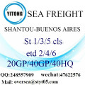 Mar de puerto de Shantou flete a Buenos Aires